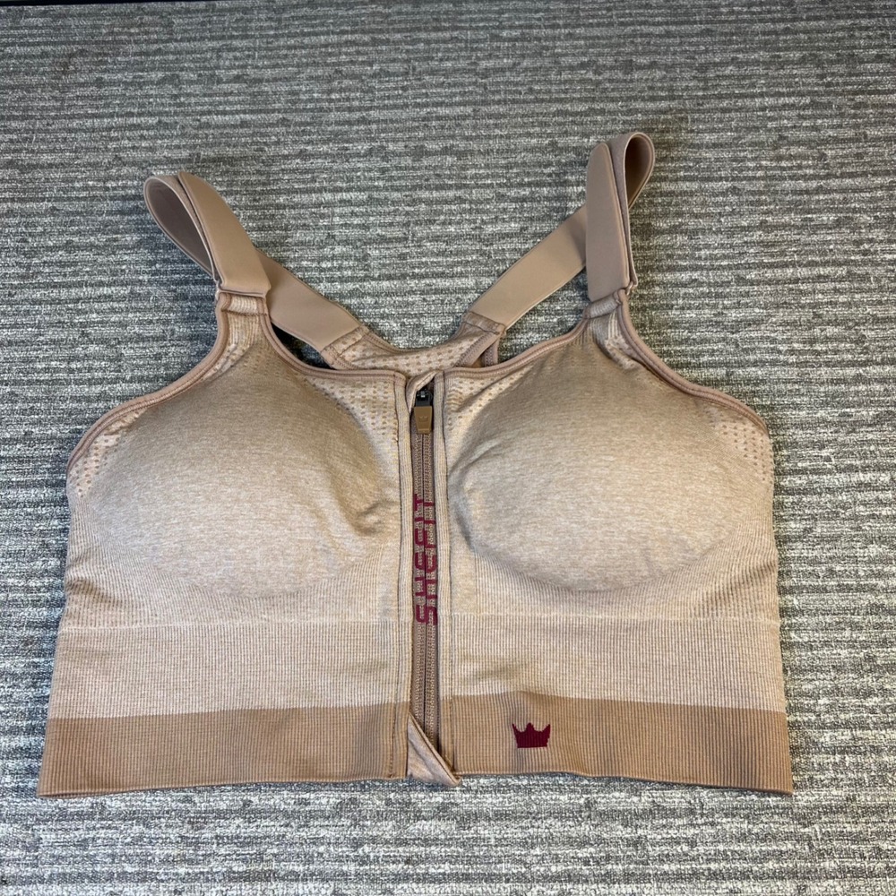 Shefit Ultimate Sports Bra Tan High Impact Front Zip Adjustable 1 Luxe 110005